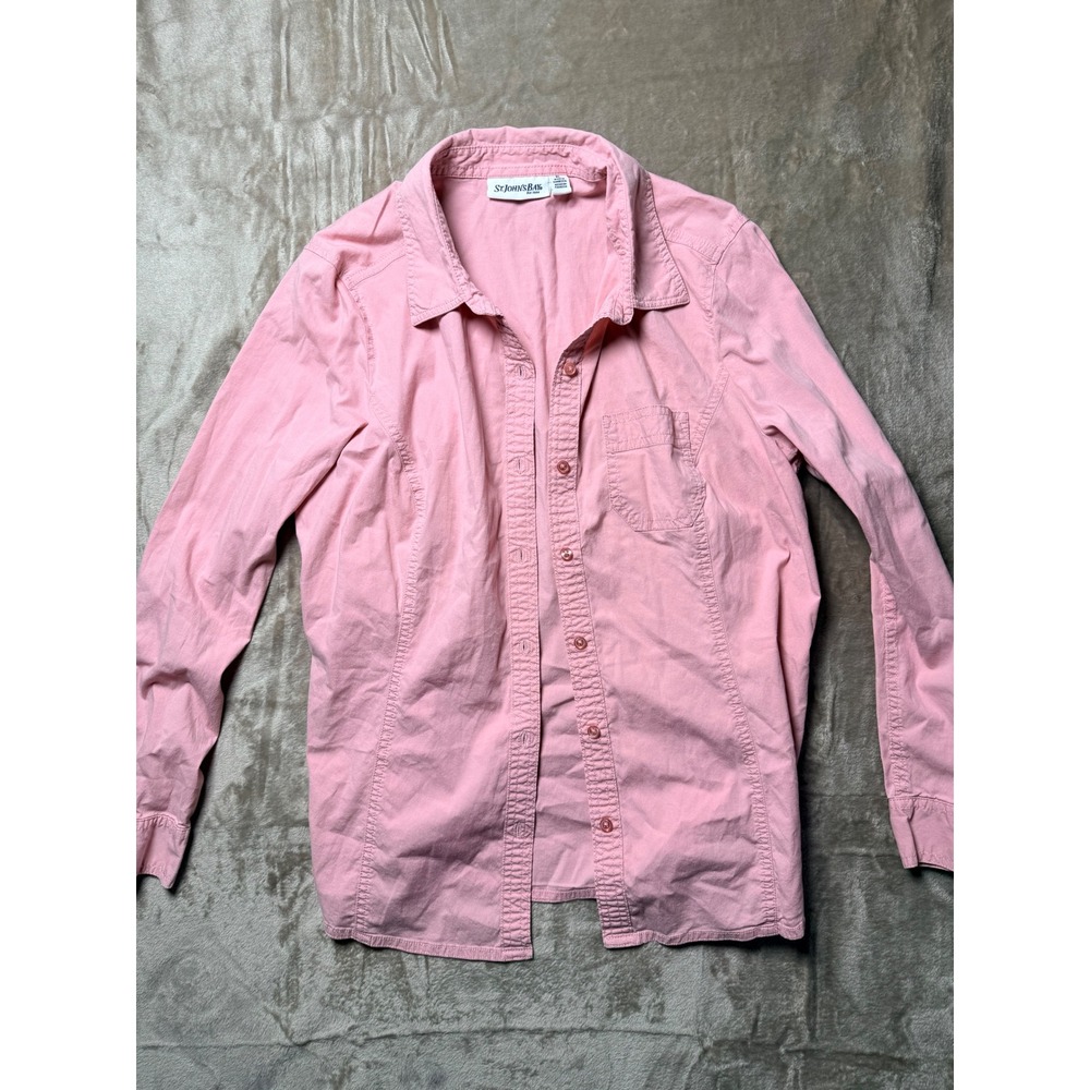 90s St Johns Bay Womens Long Sleeve Button  Shirt‎ PLarge ButterMom Classic